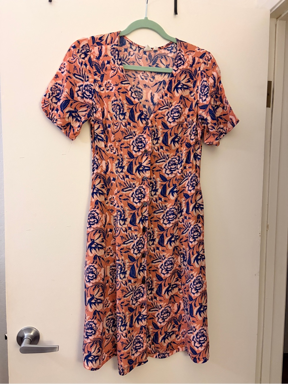 GAP pink blue floral Midi Dress
